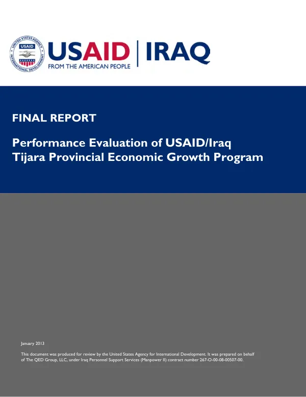 Final report : final performance evaluation of USAID/Iraq Tijara provincial economic growth program