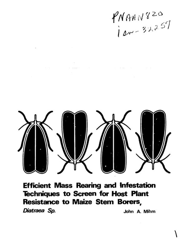 Efficient mass rearing and infestation techniques to screen for host plant resistance to maize stem borers, Diatraea Sp.