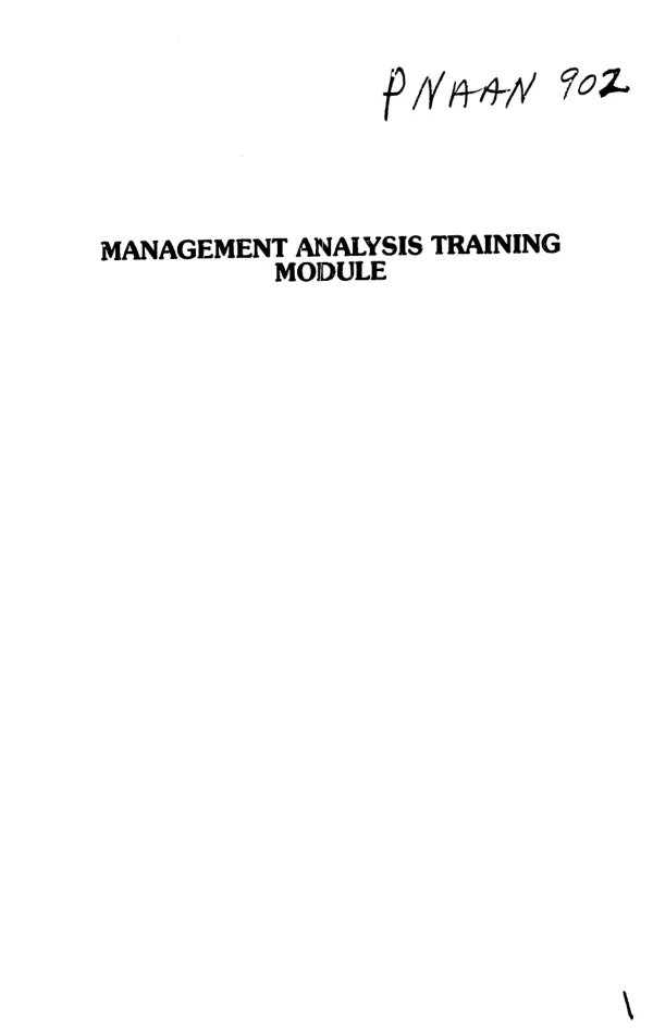 Management analysis training module : student text