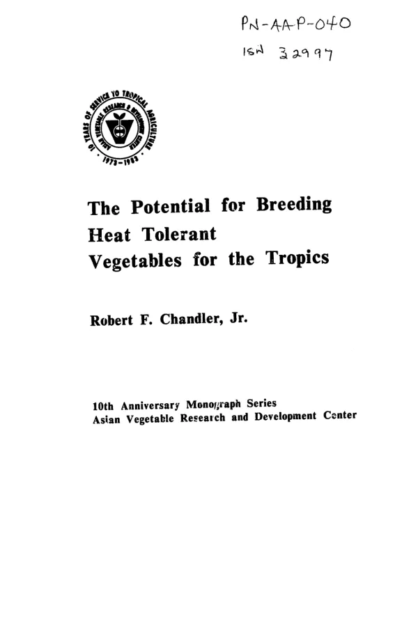 Potential for breeding heat tolerant vegetables for the tropics