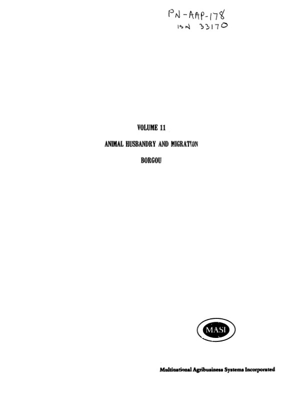 Socio-economic project for the development of Oncho-free areas -- volume 11 : animal husbandry and migration -- Borgou