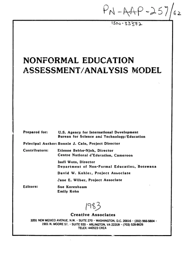 Nonformal education assessment/analysis model