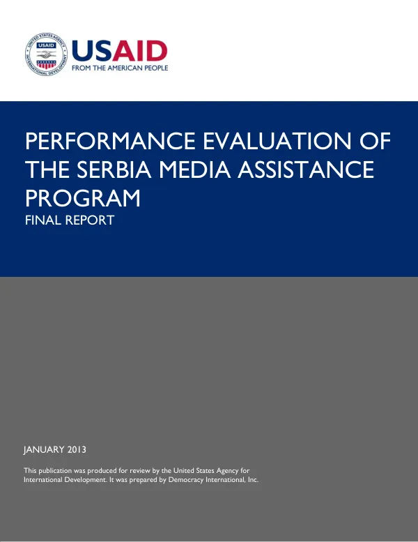 Performance evaluation of the Serbia media assistance program : final report
