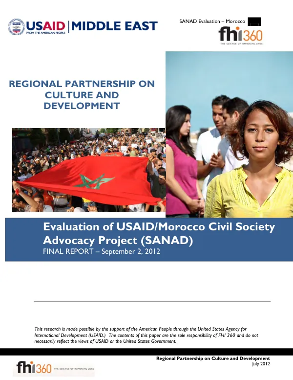 Evaluation of USAID/Morocco civil society advocacy project (SANAD) : final report
