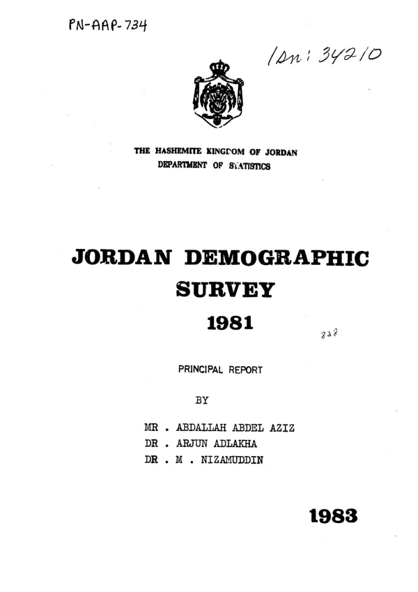 Jordan demographic survey 1981 : principal report