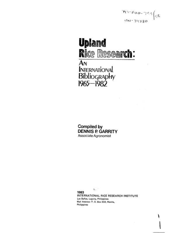 Upland rice research : an international bibliography 1965-1982