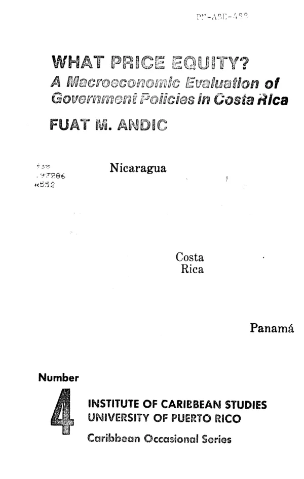 What price equity? : a macroeconomic evaluation of government policies in Costa Rica