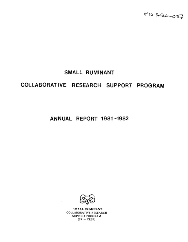 Small ruminant collaborative research support program : annual report, program year three 1981/82