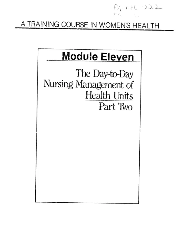 Day-to-day nursing management of health units : part two