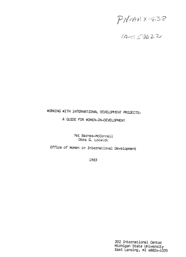 Working with international development projects : a guide for women - in - development