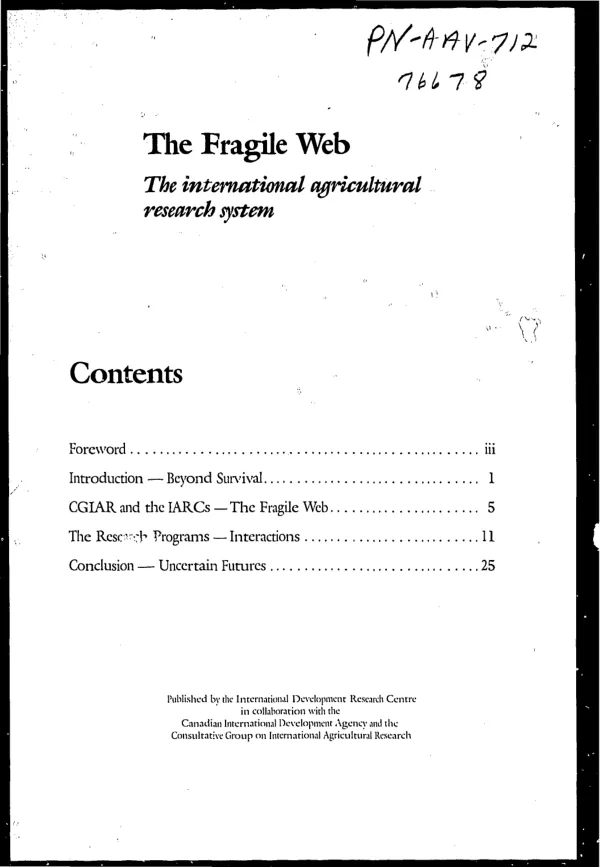 Fragile web : the international agricultural research system