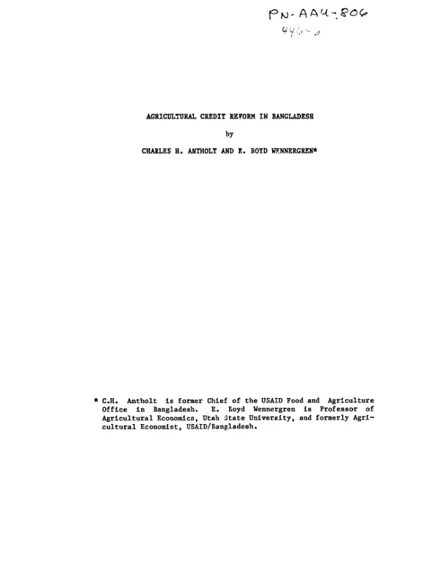 Agricultural credit reform in Bangladesh