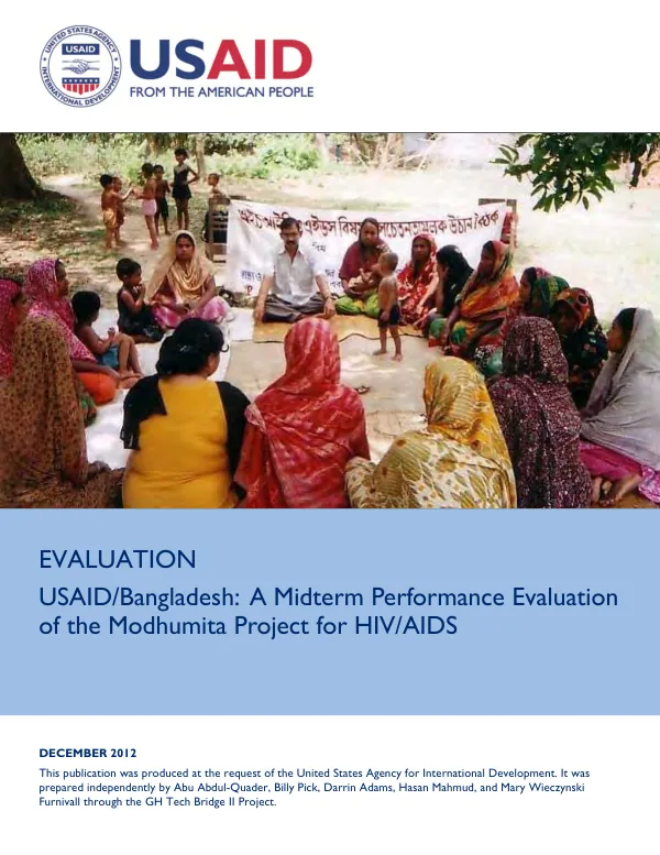 USAID/Bangladesh : a midterm performance evaluation of the Modhumita project for HIV/AIDS