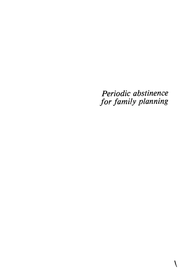 Periodic abstinence for family planning