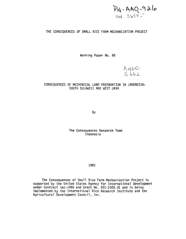 Consequences of mechanical land preparation in Indonesia : South Sulawesi and West Java