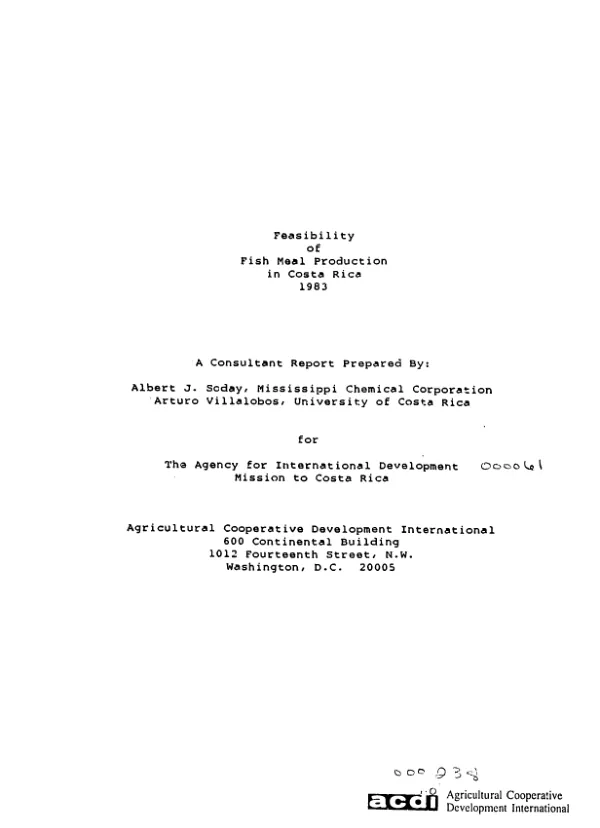 Feasibility of fish meal production in Costa Rica, 1983