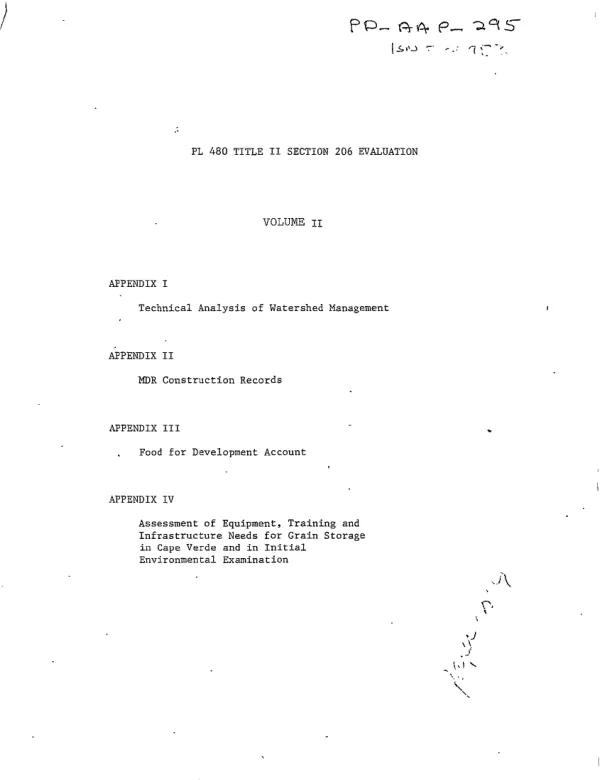 PL-480 Title II section 206 evaluation : volume II