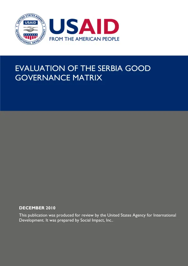 Evaluation of the Serbia good governance matrix
