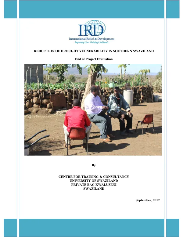 Reduction of drought vulnerability in southern Swaziland : end of project evaluation
