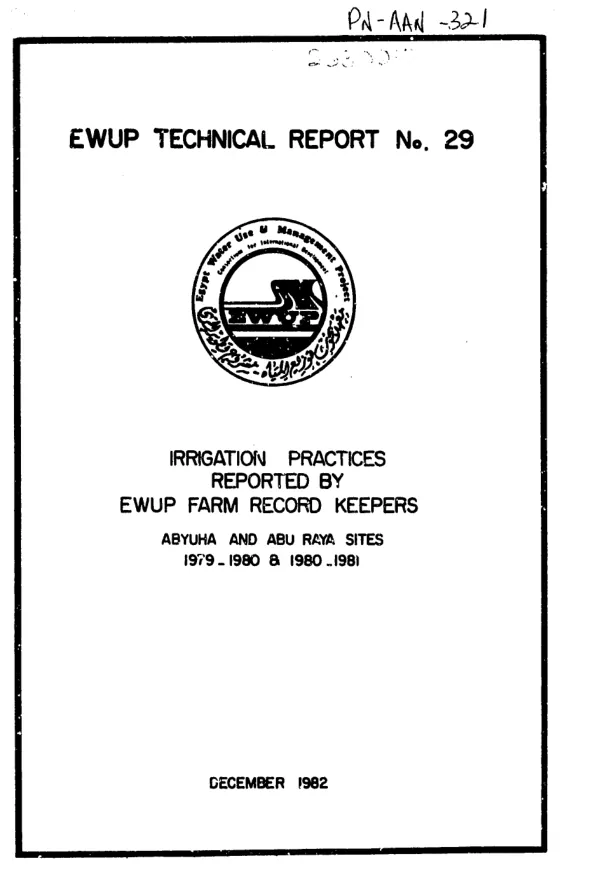 Irrigation practices reported by EWUP farm record keepers (Abyuha and Abu Raya sites, 1979-1980 and 1980-1981)
