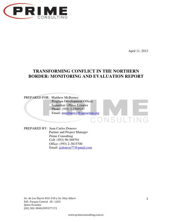 Transforming conflict in the Northern Border : monitoring and evaluation report