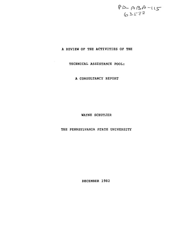 Review of the activities of the technical assistance pool : a consultancy report