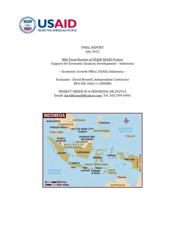 Mid-term review of USAID SEADI project, support for economic analysis development - Indonesia