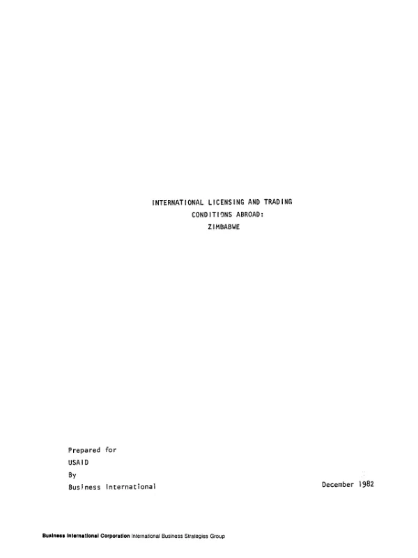 International licensing and trading conditions abroad : Zimbabwe