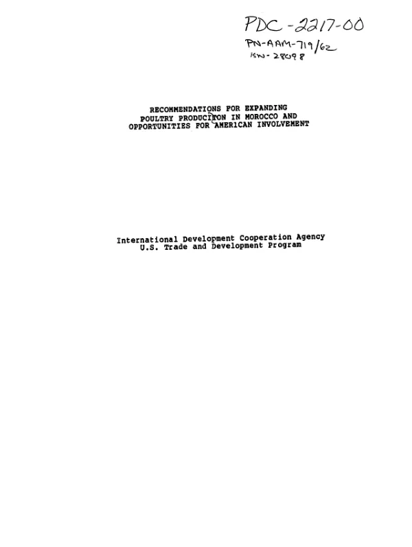 Recommendations for expanding poultry production in Morocco and opportunities for American involvement