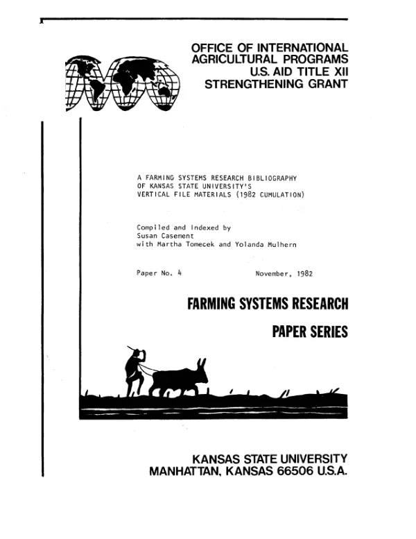 A farming systems research bibliography of Kansas State University"s vertical file materials (1982 cumulation)