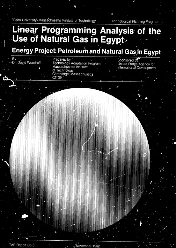 Energy project : petroleum and natural gas in Egypt; linear programming analysis of the use of natural gas in Egypt