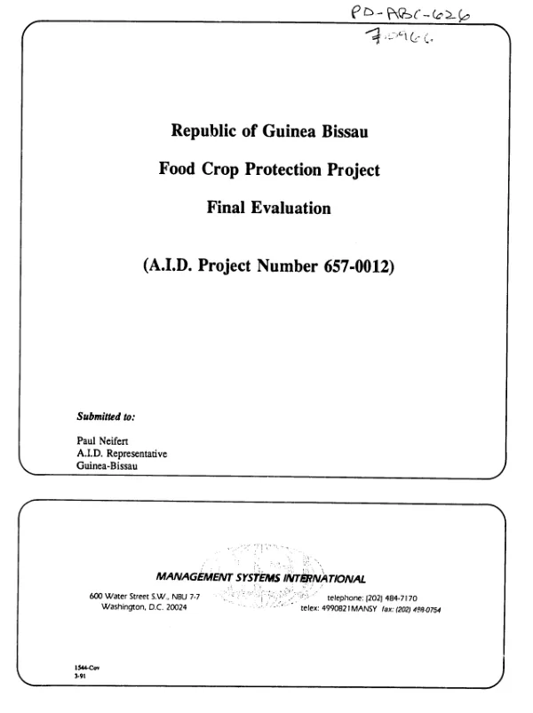 Republic of Guinea-Bissau : food crop protection project -- final evaluation