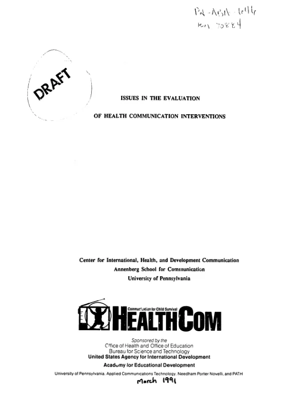 Issues in the evaluation of health communication interventions