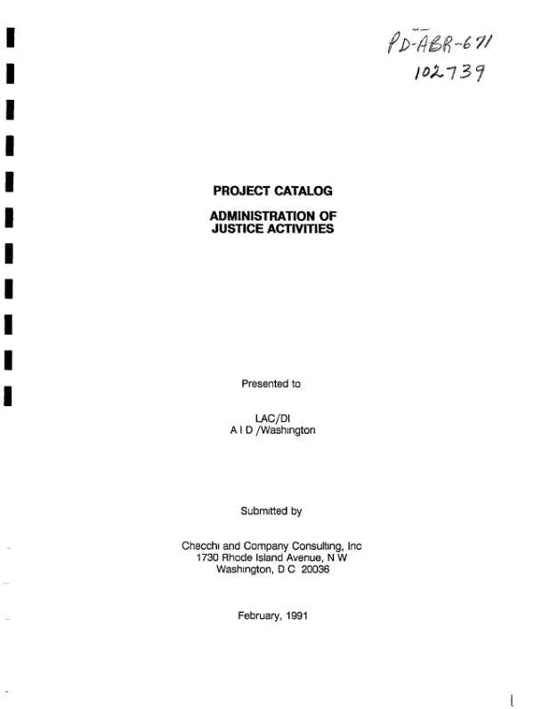 Project catalog : administration of justice activities