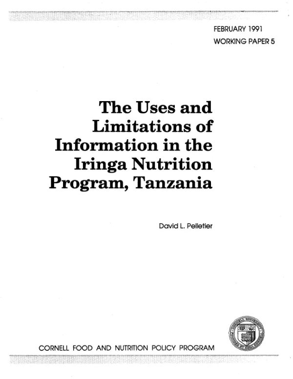 Uses and limitations of information in the Iringa nutrition program, Tanzania