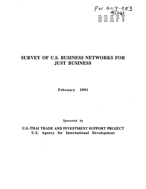 Survey of US business networks for JUST Business