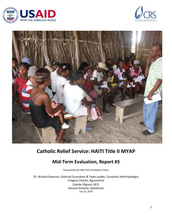 Catholic Relief Service HAITI Title II MYAP : mid-term evaluation
