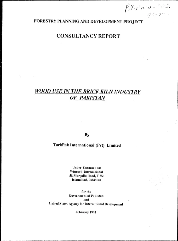 Wood use in the brick kiln industry of Pakistan : consultancy report