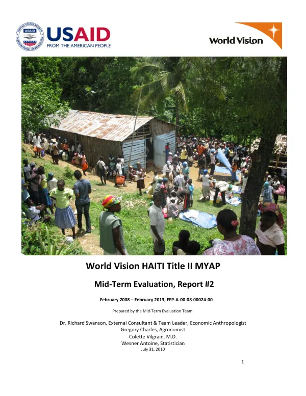 World Vision HAITI Title II MYAP : mid-term evaluation