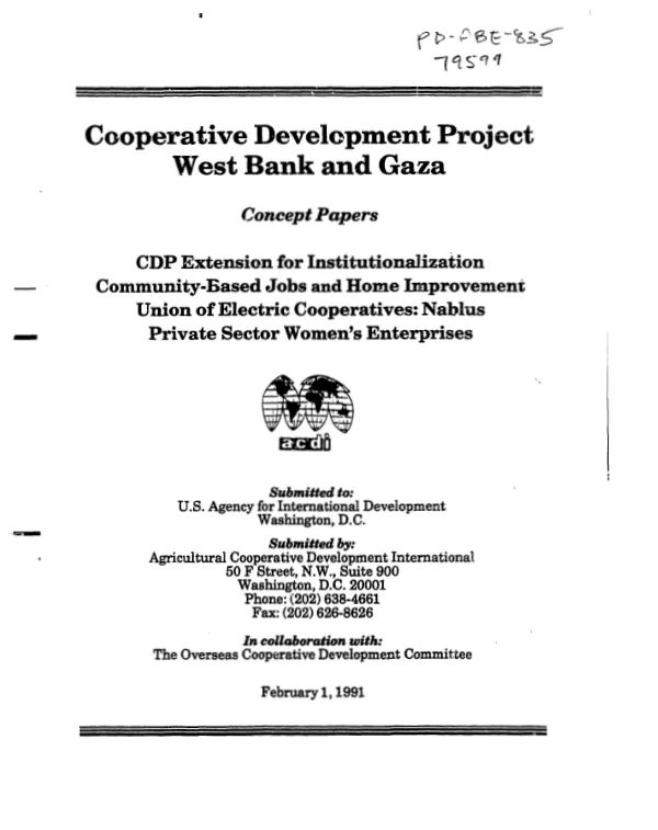 Cooperative development project West Bank and Gaza : concept papers