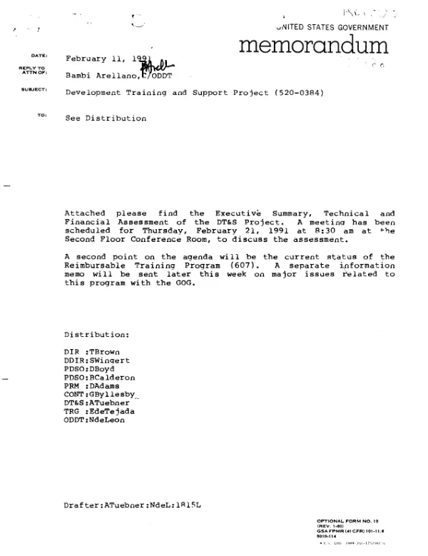 Development training & support project, 520-0384 : technical assessment and financial review
