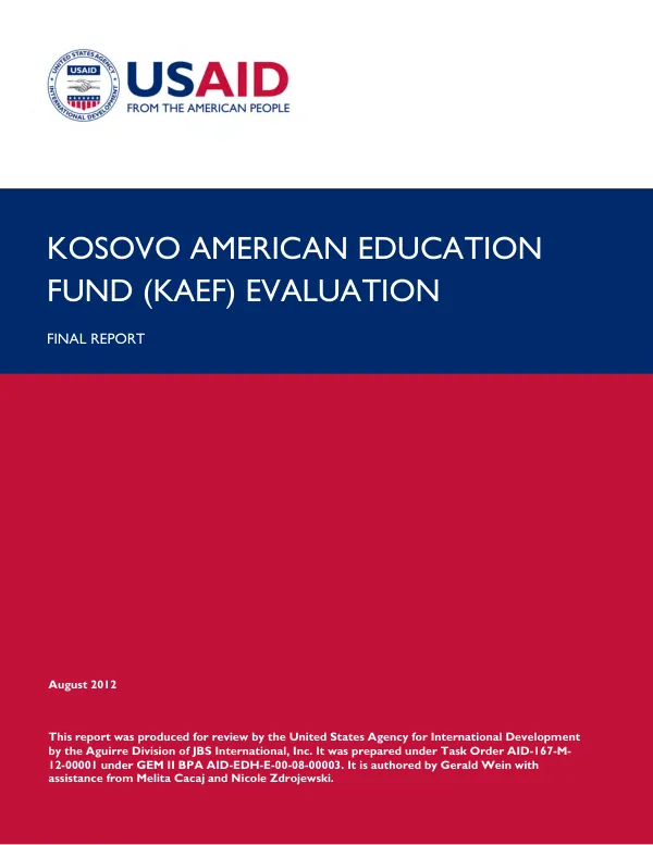 Kosovo American Education Fund (KAEF) evaluation