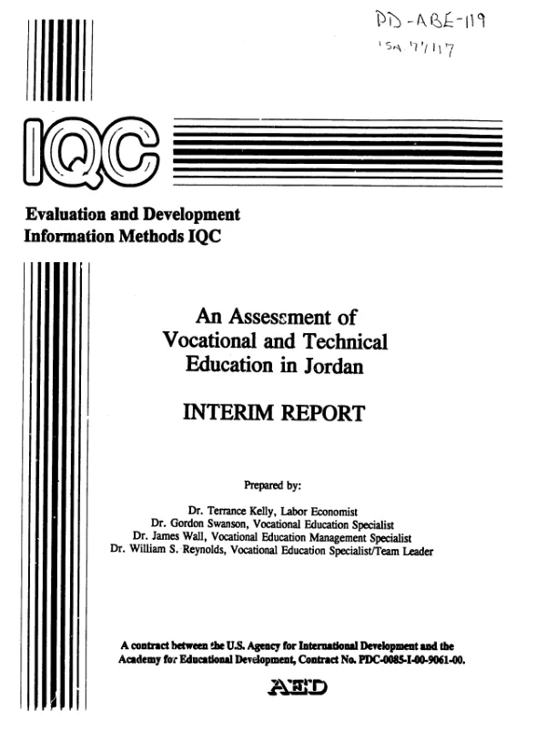 Assessment of vocational and technical education in Jordan : interim report