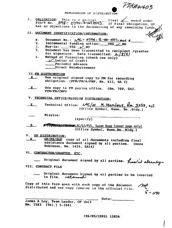 AID grant no. LAC-0794-G-00-1007-00 to the National Republican Institute for International Affairs for the NRI"s El Salvador municipal election observer project