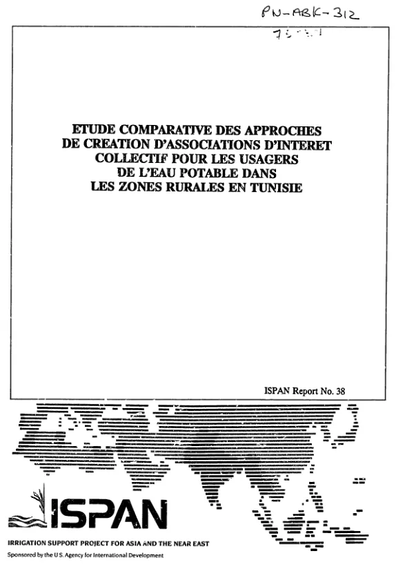 Etude comparative des approches de creation d"associations d"interet collectif pour les usagers de l"eau potable dans les zones rurales en Tunisie