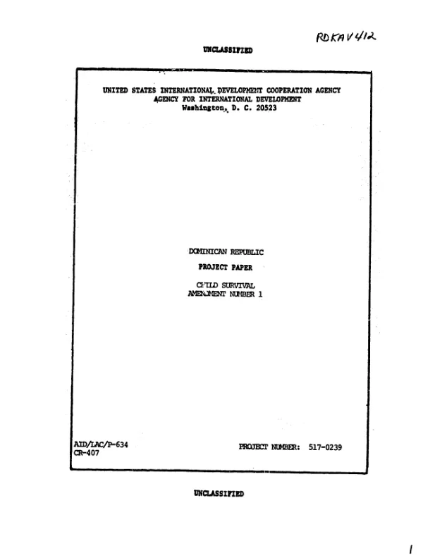 Child survival : amendment no. 1
