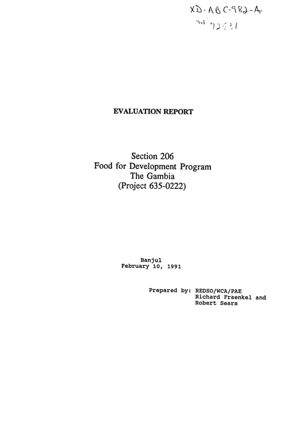 Evaluation report : Section 206 food for development program, The Gambia (project 635-0222)