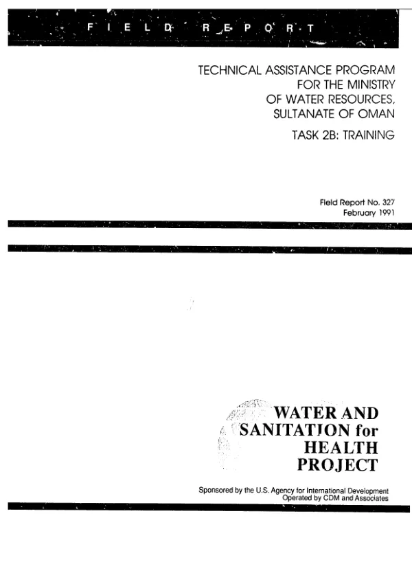 Technical assistance program for the Ministry of Water Resources, Sultanate of Oman -- task 2B : training
