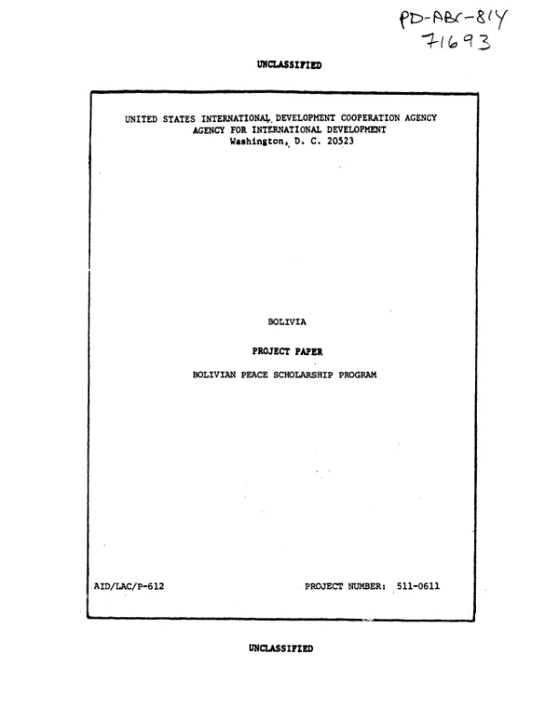 Bolivian peace scholarship program