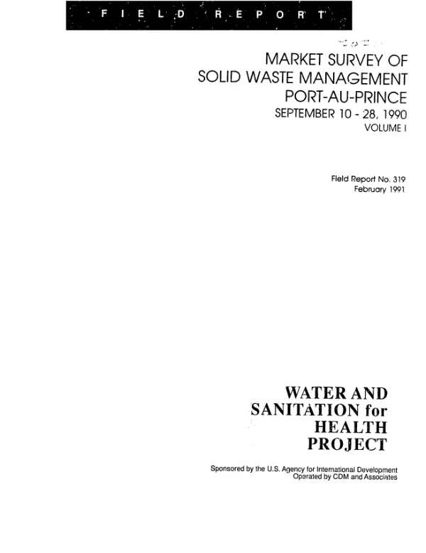 Market survey of solid waste management, Port-au Prince